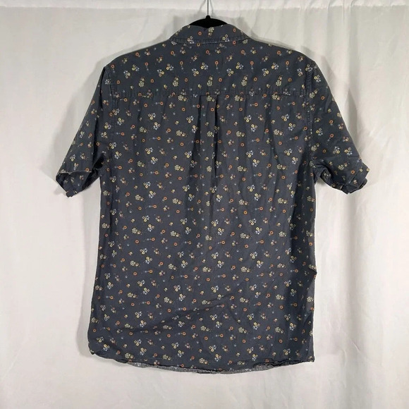 Pacsun Shirt Men's Medium Blue Floral Button Up Polo Short Sleeve 100% Cotton - Picture 8 of 10